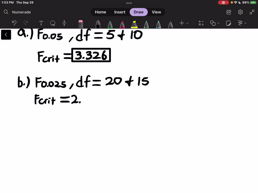 SOLVED: Find The Following F Distribution Values From Table Of Appendix ...