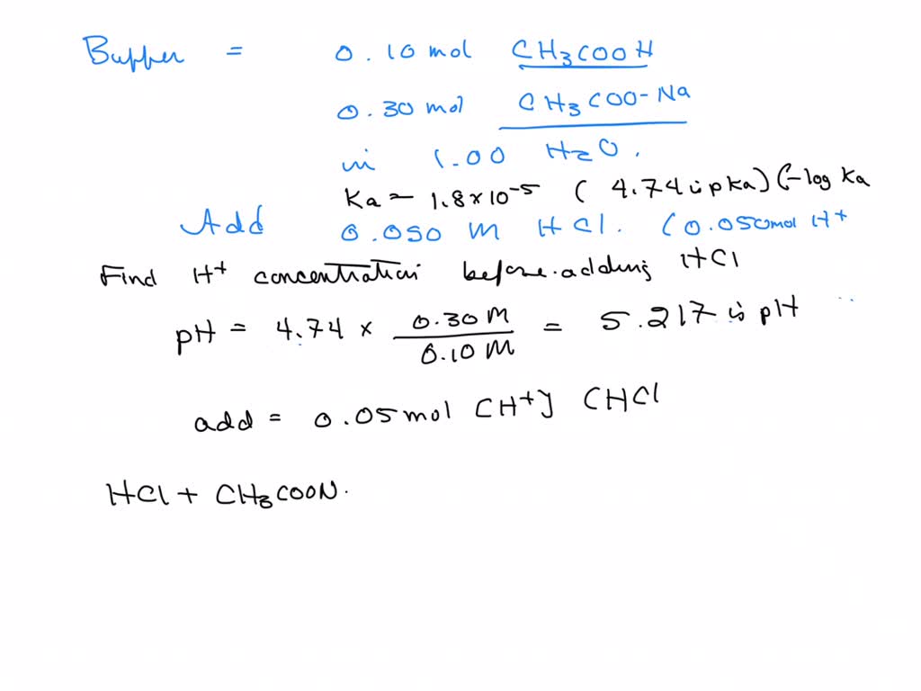 SOLVED: A buffer consists of 0.10 mol of CH3COOH and 0.30 mol of CH3COO ...