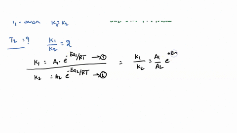 for-a-parallel-reaction-a-goes-to-b-with-rate-constant-k1-and-a-goes-to-c-with-rate-constant-k2-you-determine-that-the-activation-energies-are-597-kjmol-for-k1-and-1219-kjmol-for-k2-if-the-r-95616