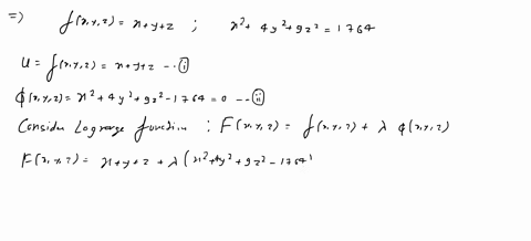 3find-the-maximum-and-minimum-values-of-the-function-fxyz-xyz-on-the-ellipsoid-x2-4y2-9z2-1764-by-lagrange-multipliers-method-99587