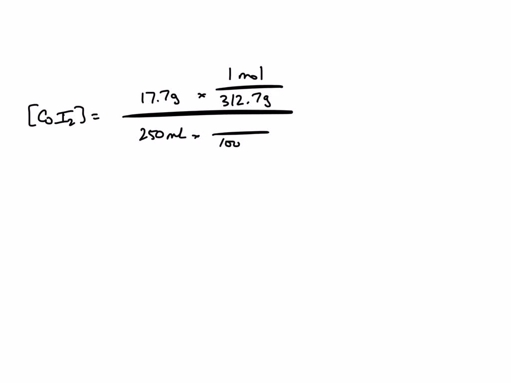 SOLVED: In the laboratory you dissolve 17.7 g of cobalt(II) iodide in a ...