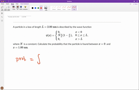 a-particle-in-a-box-of-length-l-200-nm-is-described-by-the-wave-function-x-0-x-ne-e-0-i-l-0-i-l-where-n-constant-calculate-the-probability-that-the-particle-is-found-between-0-and-1-100-nm-48076