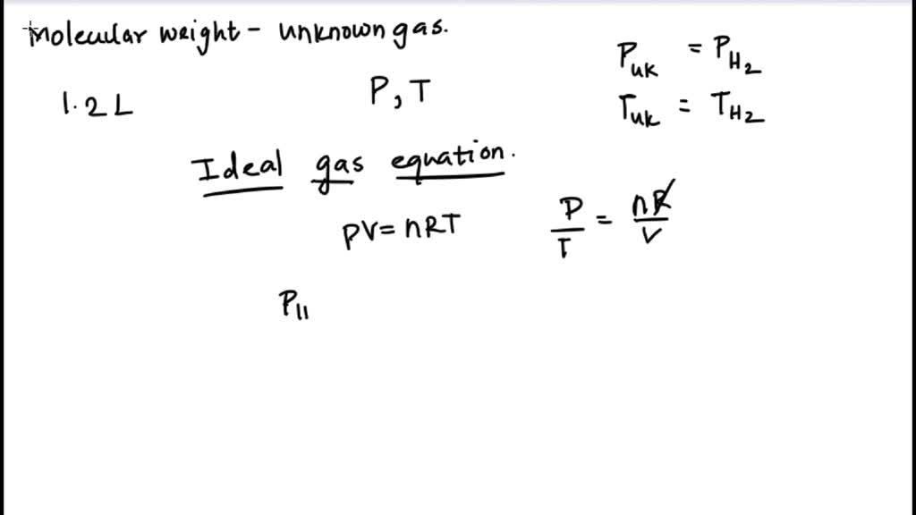SOLVED 1.2 litres of an unknown gas and hydrogen gas at same