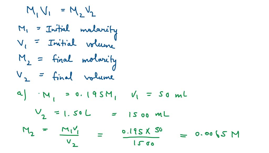 SOLVED: 7.50 What is the molarity of the solution prepared by diluting ...