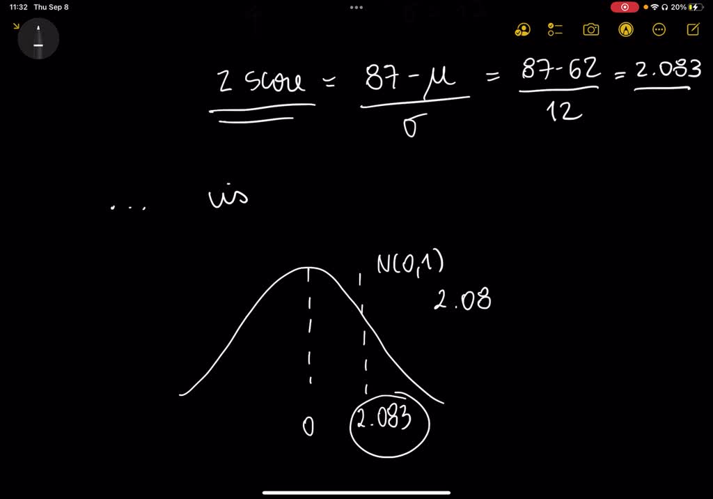 SOLVED Find the zscore of the value 87 in a dataset with mean 62 and