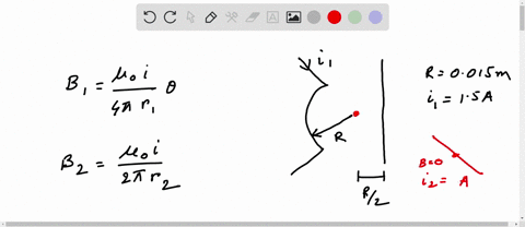 figure-a-shows-two-wires-each-carrying-_-current-wire-1-consists-of-a-circular-arc-of-radius-r-0015-m-and-two-radial-lengths-it-carries-current-i1-15-ain-the-direction-indicated-wire-2-is-lo-09471