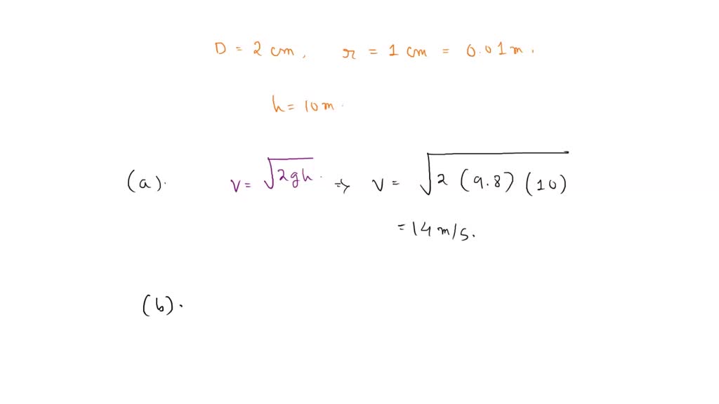 SOLVED: A circular hole 2 cm in diameter is cut in the side of a large ...