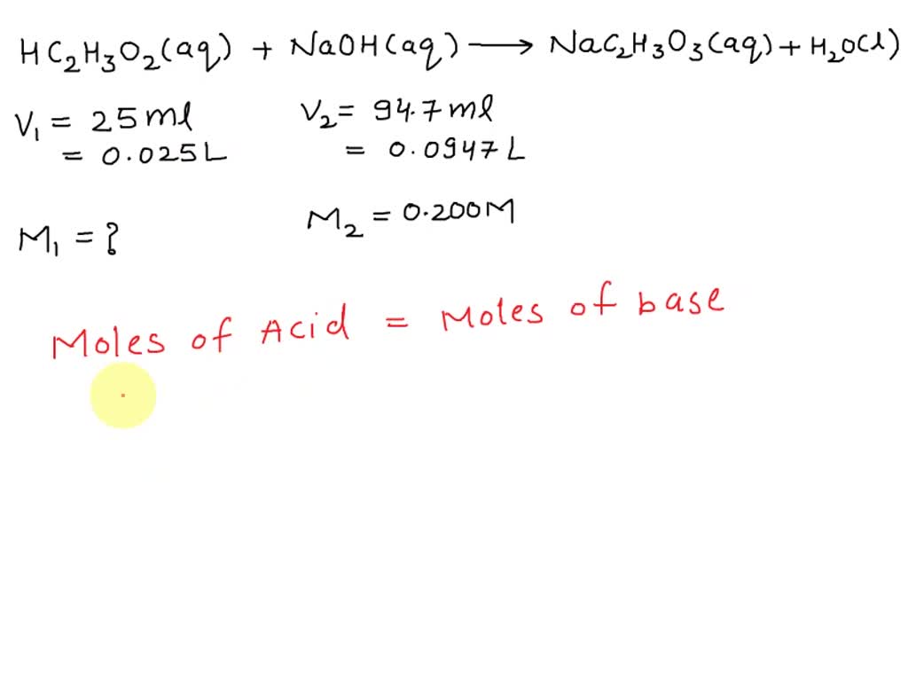 SOLVED A 20 mL sample of acetic acid (CH3CO2H) is titrated with 32 mL