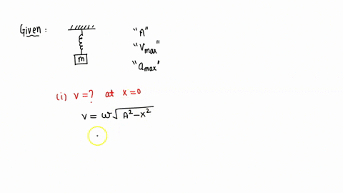 a-mass-on-a-spring-oscillates-with-simple-harmonic-motion-of-amplitude-a-about-the-equilibrium-position-x0-its-maximum-speed-is-vmax-and-its-maximum-acceleration-is-amax-a-what-is-the-speed-24723