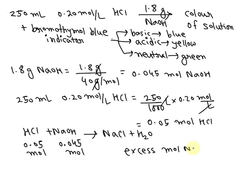 SOLVED A few drops of bromothymol blue indicator are placed into