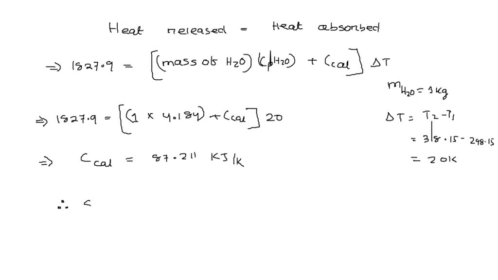 SOLVED: A constant pressure adiabatic bomb calorimeter consists of: 1 ...