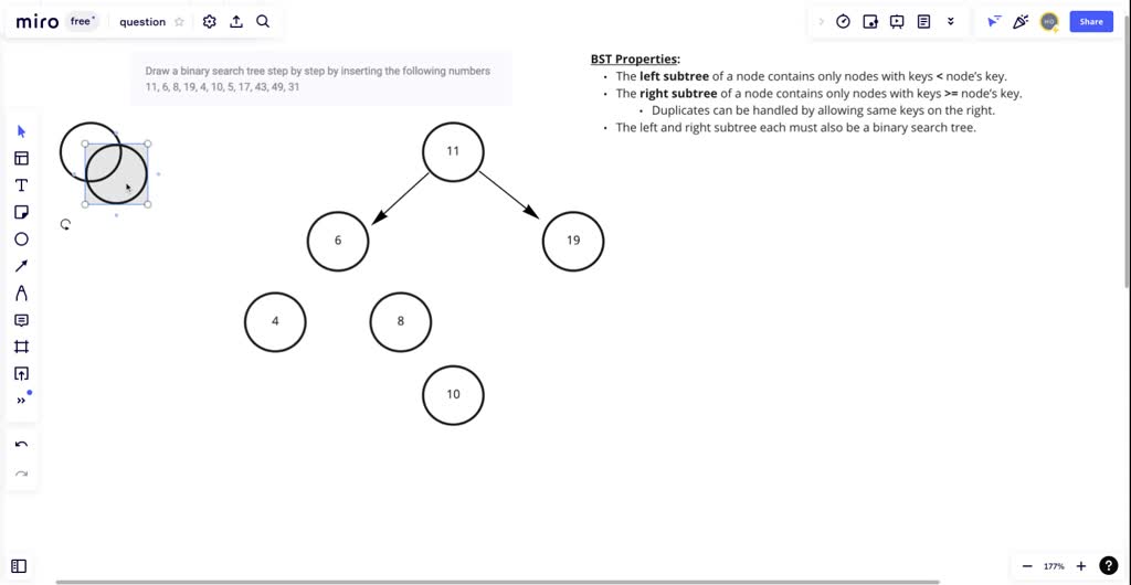 SOLVED: Draw a binary search tree step by step by inserting the ...