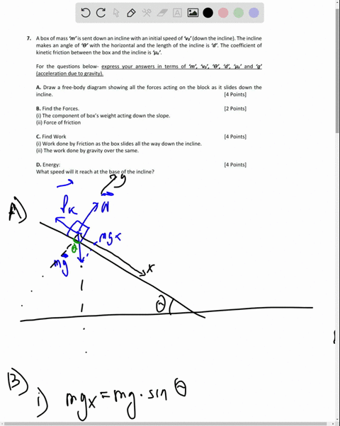 7-a-box-of-mass-m-is-sent-down-an-incline-with-an-initial-speed-of-vo-down-the-incline-the-incline-makes-an-angle-of-0-with-the-horizontal-and-the-length-of-the-incline-is-d-the-coefficient-97237