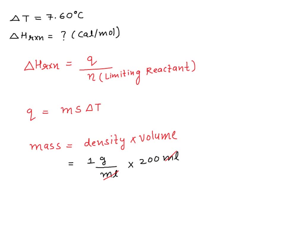 SOLVED In a laboratory experiment to determine the enthalpy of