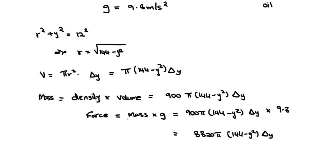 A tank is half full of oil that has a density of 900 kg/m3. Find the ...