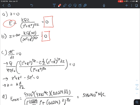 a-thin-nonconducting-rod-with-a-uniform-distribution-of-positive-charge-q-is-bent-into-a-circle-of-radius-r-the-central-perpendicular-axis-through-the-ring-is-a-z-axis-with-the-origin-at-the-52189