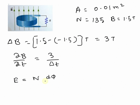 a-circular-coil-enclosing-an-area-0010-0-m-is-made-of-135-turns-of-copper-wire-as-shown-in-the-figure-below-initially-uniform-magnetic-field-of-magnitude-b-150-points-upward-in-direction-per-12018