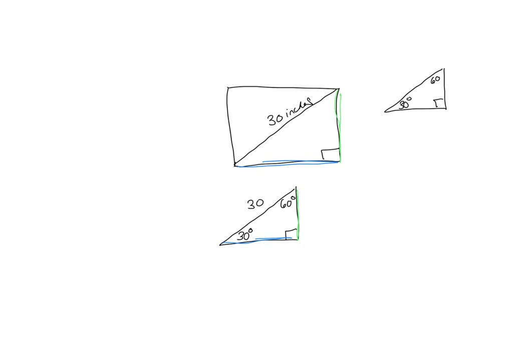 SOLVED: The diagonal of a TV is 30 inches long. Assuming that this ...