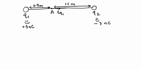 two-charges-q-5-nc-and-42-7-nc-are-arranged-as-shown-in-the-figure-below-a-what-is-the-electric-field-strength-at-point-_-a-magnitude-and-direction-6-what-is-the-electric-potential-voltage-a-50236