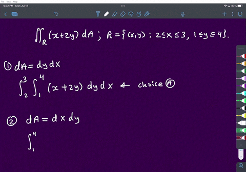 evaluate-the-following-double-integral-over-the-region-r-by-converting-it-to-an-iterated-integral-2y-da-r-xy-2xs3-1sys4-choose-the-two-integrals-that-are-equivalent-to-x-2y-ca-2y-dy-dx-x-zy-50873