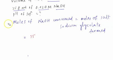 11-glycolic-acid-which-is-a-monoprotic-acid-and-a-constituent-in-sugar-cane-has-a-pka-of-390-a-250-ml-solution-of-glycolic-acid-is-titrated-to-the-equivalence-point-with-358-ml-of-0020-m-nao-49572