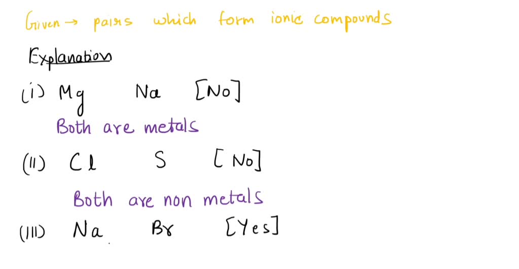 SOLVED Decide whether each pair of elements in the table below will
