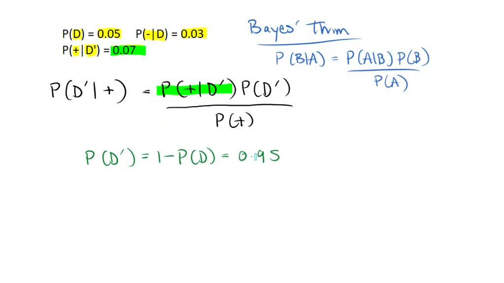 SOLVED: points) Calculate Bayes' Theorem using this information: The ...