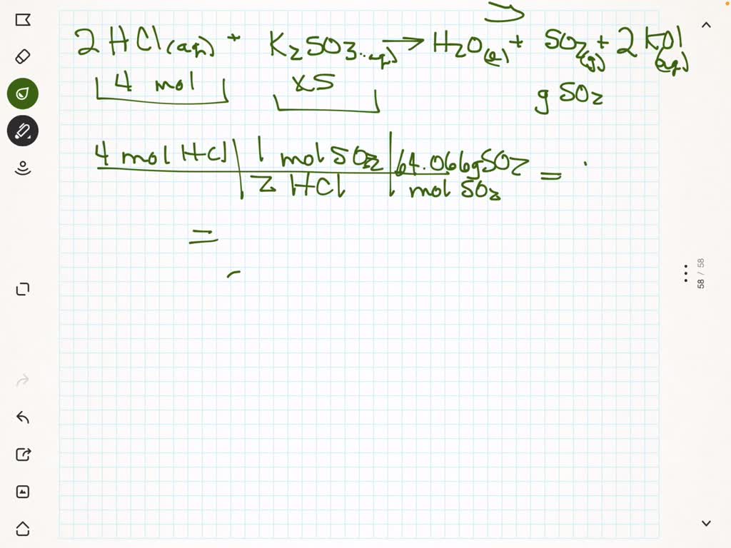 SOLVED Suppose hydrochloric acid reacts with potassium sulfite