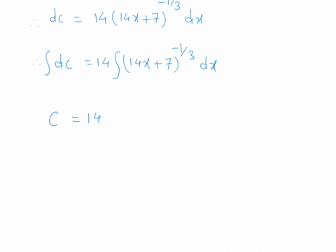 the-marginal-cost-of-a-product-is-modeled-by-dc-14-dx-14x-where-x-is-the-number-of-units-when-15-c-120-a-find-the-cost-function-round-your-constant-term-to-two-decimal-places-b-find-the-cost-04836