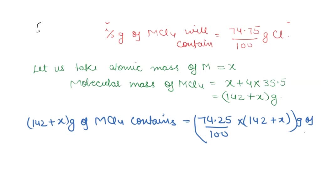 SOLVED A metal M forms a compound with the formula MCl, If the compound is 74.75 chlorine