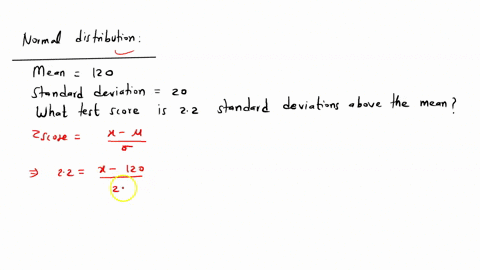 the-scores-on-a-standardized-test-are-normally-distributed-with-a-mean-of-120-and-standard-deviation-of-20-what-test-score-is-22-standard-deviations-above-the-mean-35744