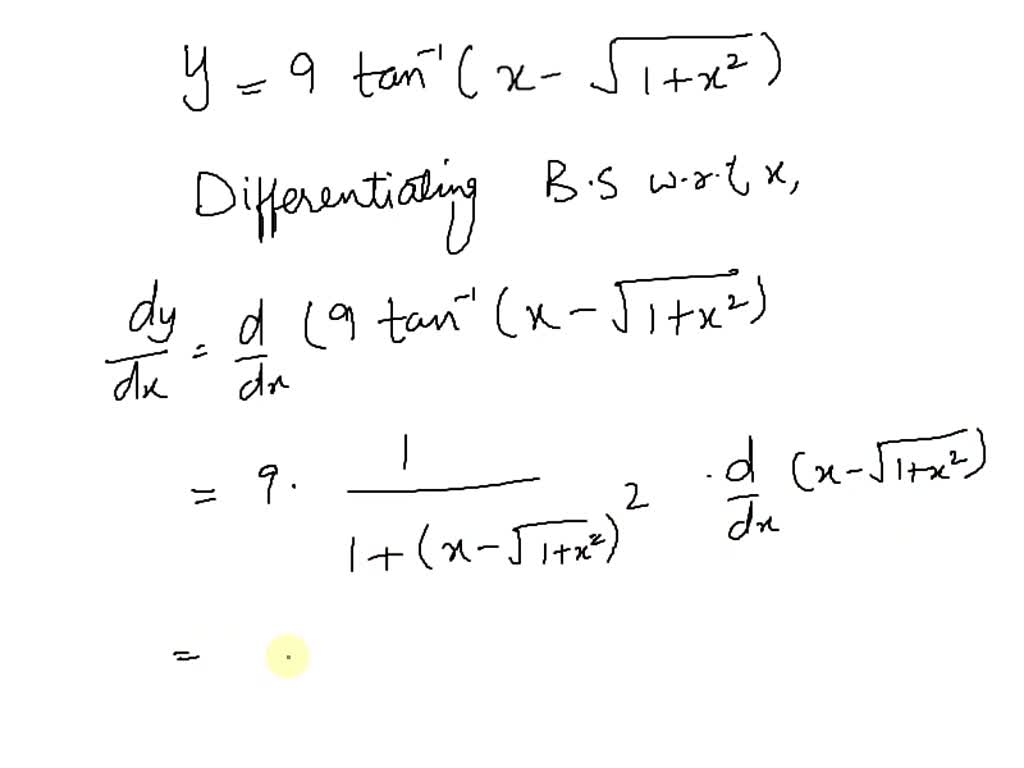 Solved Find The Derivative Of The Function Y Tan 1 9x 2