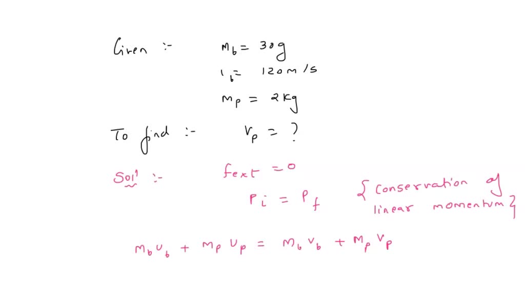 SOLVED: A bullet of mass 30 g is fired horizontally with a velocity of ...