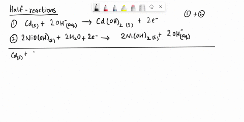 the-half-reactions-in-nicad-nickel-cadmium-batteries-are-cdoh2s2e-cds-2oh-aq-2nioohs2h2o2e-2nioh2s-2oh-aq-write-the-net-ionic-equation-for-the-cell-reaction-97364