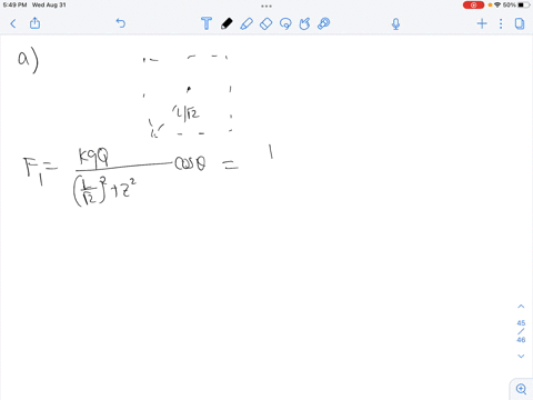 four-identical-particles-each-having-charge-q-are-fixed-at-the-corners-of-a-square-of-side-l-a-fifth-point-charge-q-lies-a-distance-z-along-the-line-perpendicular-to-the-plane-of-the-square-22076