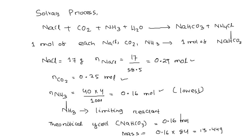 SOLVED: 9) Calculate the theoretical yield of NaHCO3 from the Solvay ...