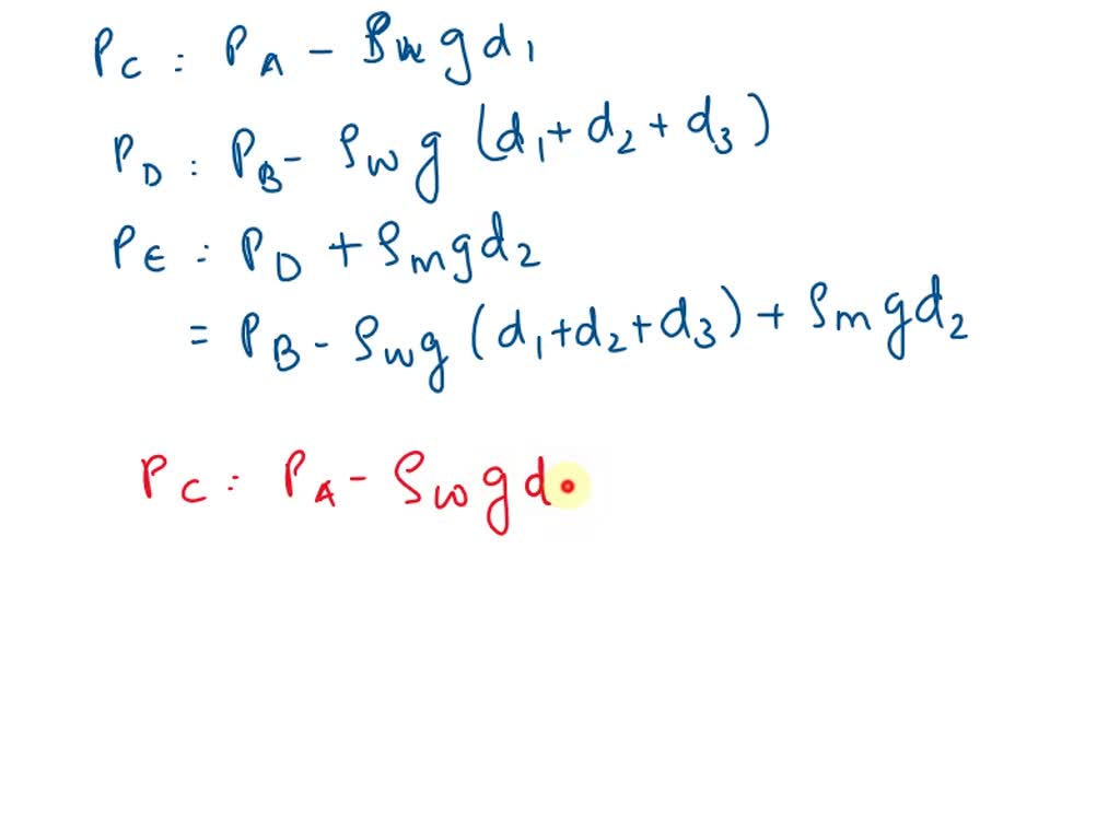 SOLVED 2.14 What is the pressure difference between points A and B if