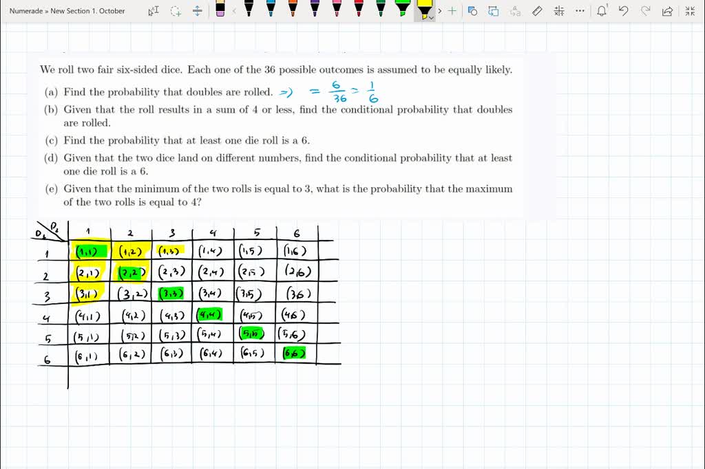 If I roll 2 dice, there are 36 possible outcomes. If x is the sum