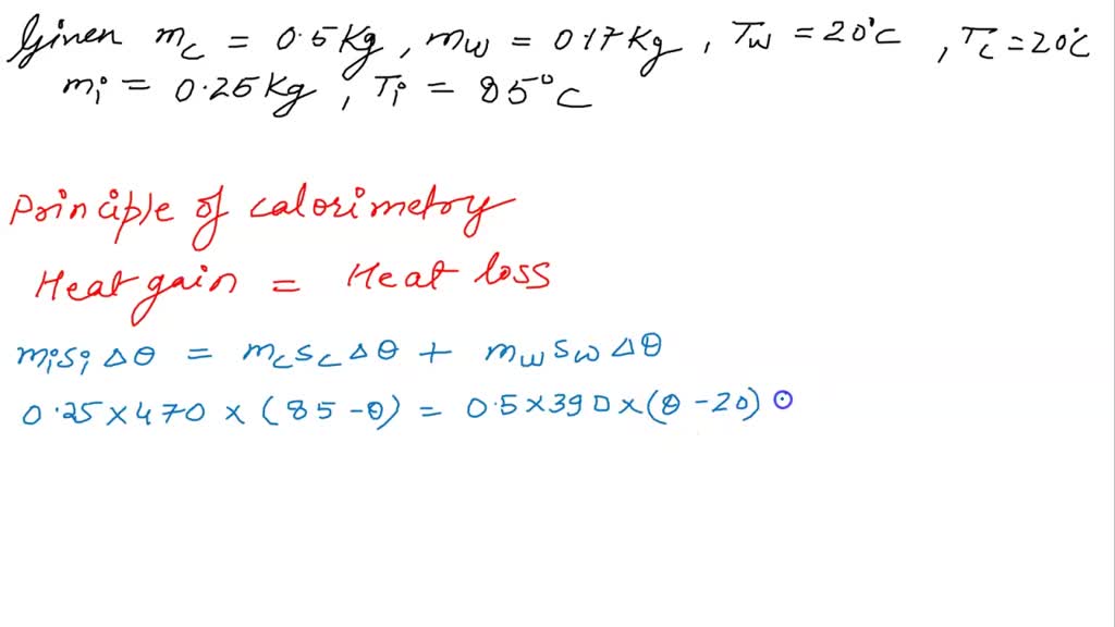 SOLVED: A copper pot with a mass of 0.500 kg contains 0.170 kg of water ...