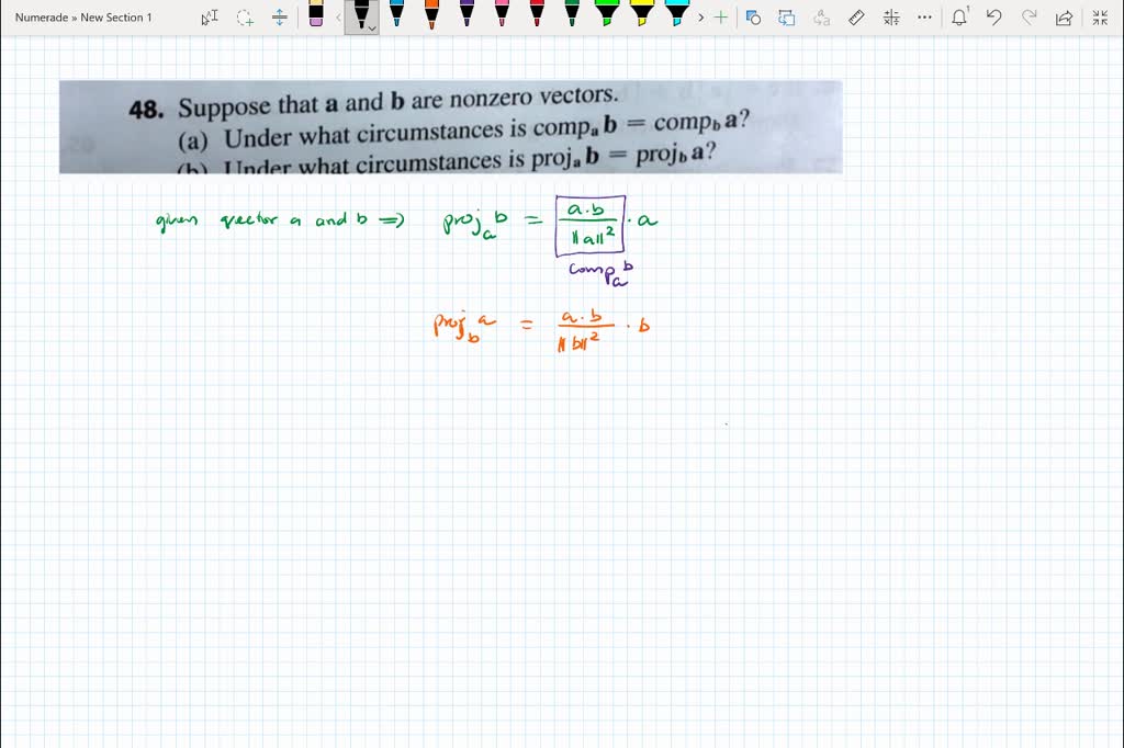 solved-48-suppose-that-a-and-b-are-nonzero-vectors-under-what