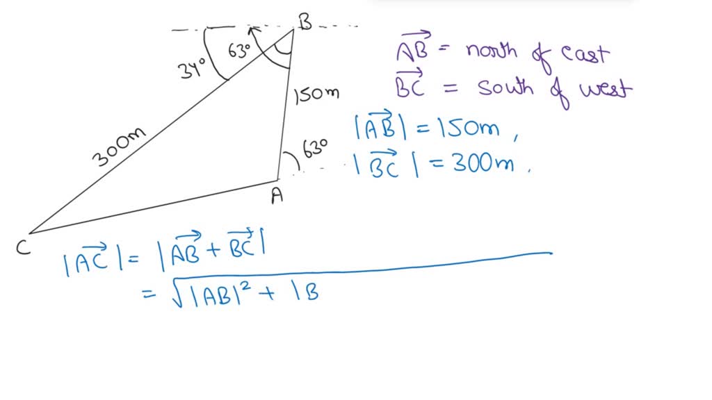 SOLVED: A car moves 150.0 m at a 630 north of east