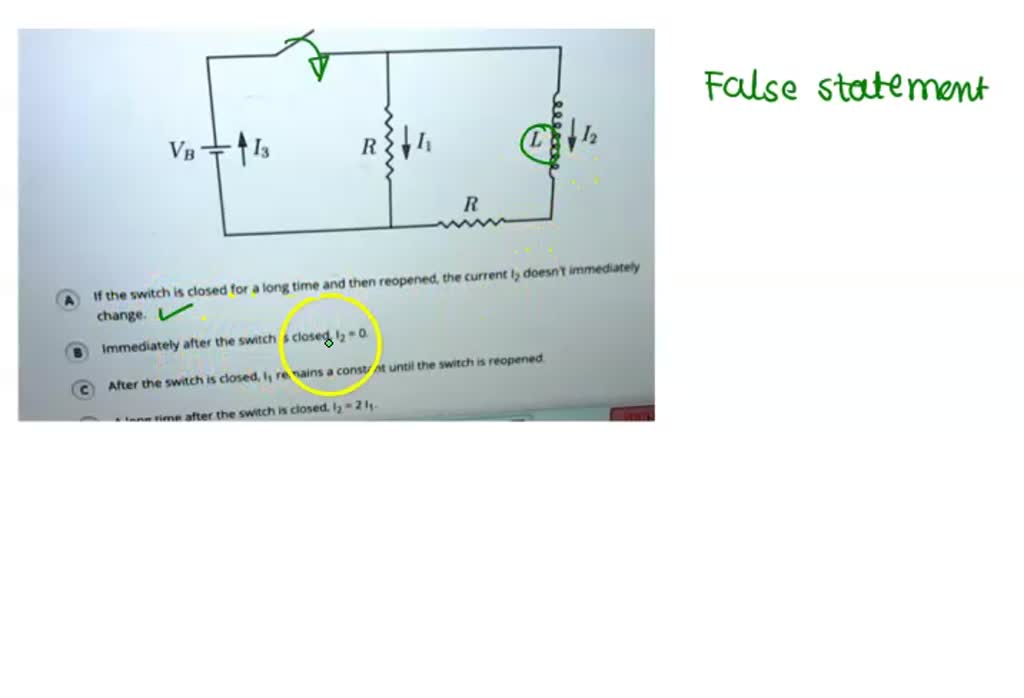 SOLVED A battery of voltage V, an inductor of inductance L, and two