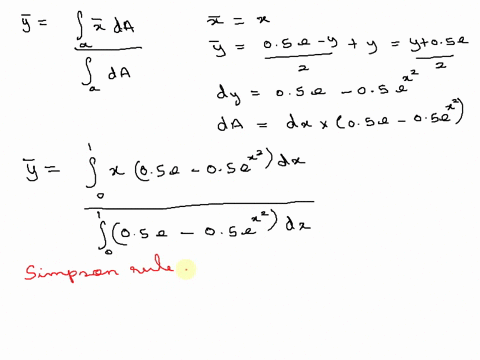 part-a-locate-the-centroid-y-of-the-shaded-area-solve-ine-problem-by-evaluating-the-integrals-using-vertical-differential-area-strips-and-simpsons-rule-frdr-fka-4f-416-f-express-your-answer-75218