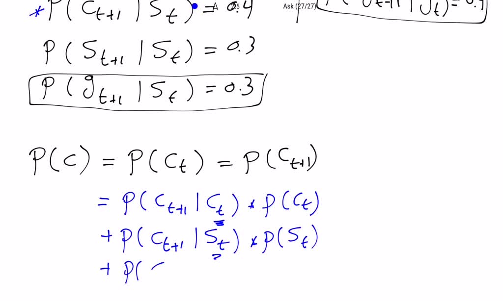 SOLVED: On any given day, Buffy is either cheerful (c), so-so (s), or ...