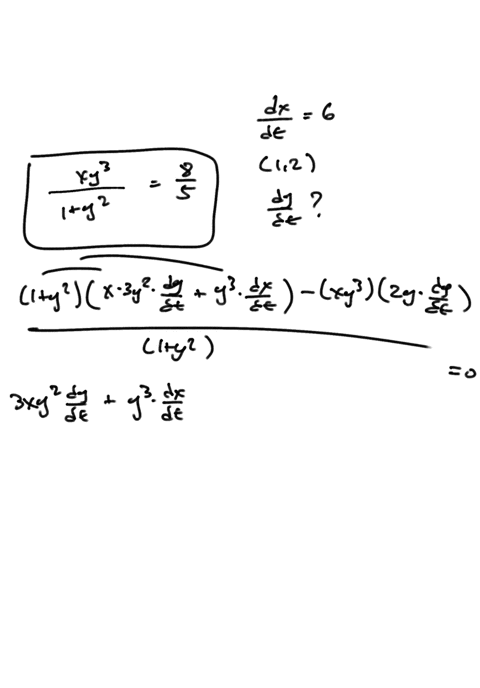 a-particle-is-moving-along-the-curve-whose-equation-is-xy31y2-85-assume-the-x-coordinate-is-increasing-at-the-rate-of-6-unitssecond-when-the-particle-is-at-the-point-12-at-what-rate-is-the-y-45506