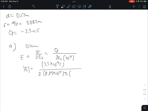 a-thin-horizontal-17-cm-diameter-copper-plate-is-charged-to-35-nc-assume-that-the-electrons-are-uniformly-distributed-on-the-surface-part-a-what-is-the-strength-of-the-electric-field-01-mm-a-45288