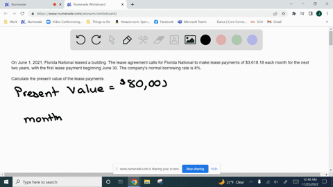 on-june-1-2021-florida-national-leased-a-building-the-lease-agreement-calls-for-florida-national-to-make-lease-payments-of-361818-each-month-for-the-next-two-years-with-the-first-lease-payme-18863