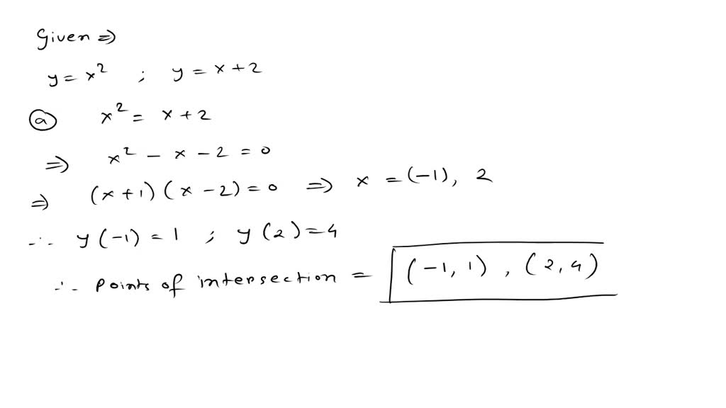 SOLVED: Consider the following: y y=x+2 -3 2 3 (a) Find the points of ...