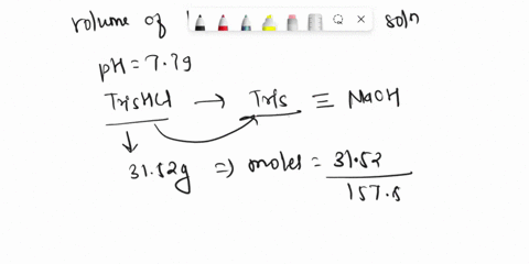 what-volume-of-100-m-naoh-is-needed-to-prepare-a-buffer-with-a-ph-of-779-using-3152-g-of-trishcl-67-ml-the-buffer-from-part-a-is-diluted-to-100-l-to-half-of-it-500-ml-you-add-00150-mol-of-hy-74795