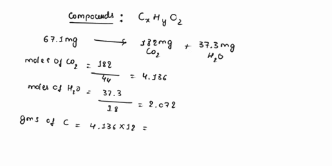 a-compound-containing-only-c-h-and-o-was-extracted-from-the-bark-of-the-sassafras-tree-the-combustion-of-671-mg-produced-182-mg-of-co2-and-373-mg-of-h2o-the-molar-mass-of-the-compound-was-16-26405
